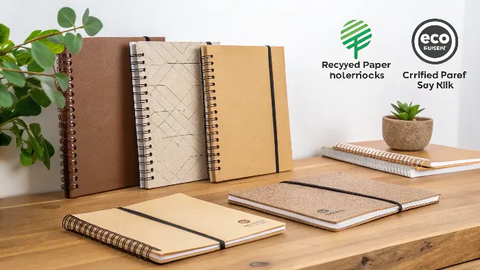 Eco-friendly notebooks made with recycled paper and Kraft covers