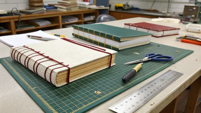 A stack of perfect bound books showing their printable spines