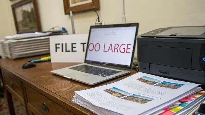 Upload progress bar for a large file on a computer screen