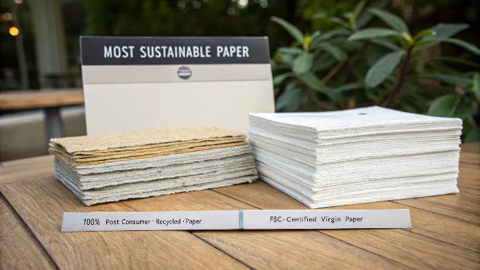 Close-up of different textured recycled paper samples