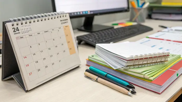Calendar with highlighted production period