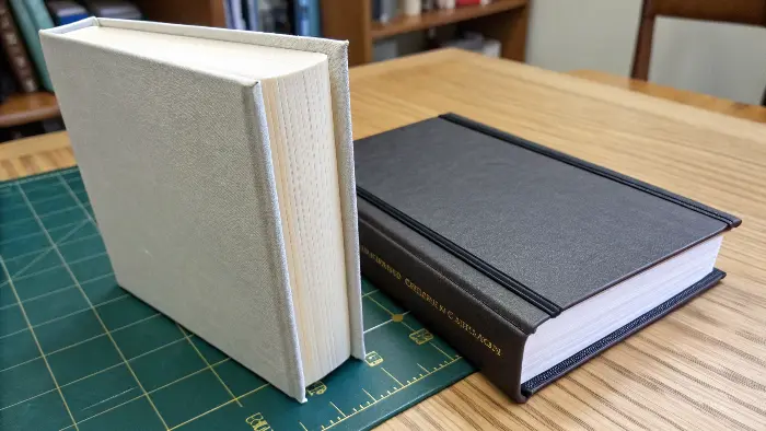 Different book binding cover materials like cloth, board, and heavy paper