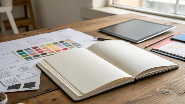 Moodboard with book genre examples and corresponding cover styles