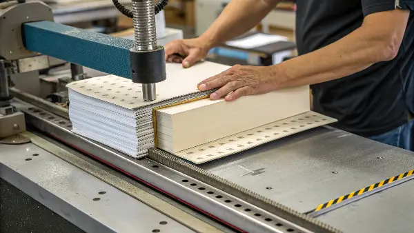 alt text: a machine applying hot-melt glue to a book spine for perfect binding