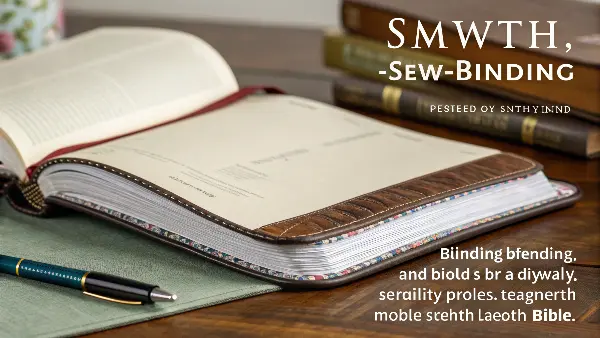 An illustration showing the process of Smyth-sewn binding with threaded signatures.