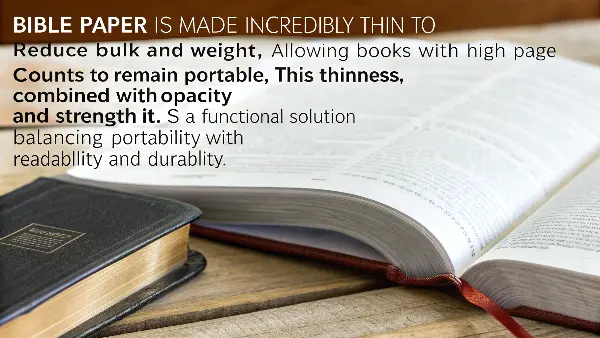 A thick Bible held in one hand, demonstrating its portability despite its page count.
