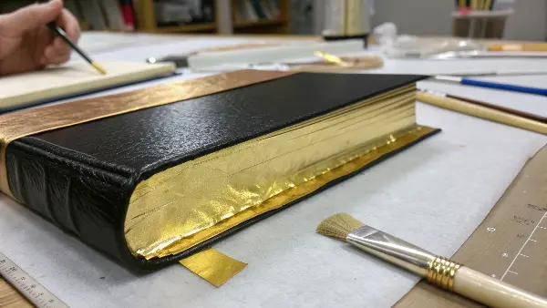 a close-up of a Bible with gold gilt edges